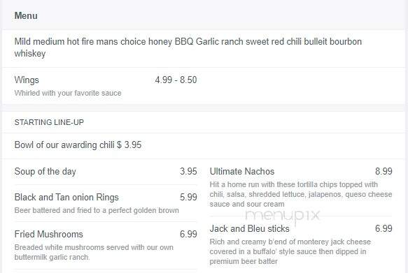 Time Out Sports Bar and Grille - Claremont, NH menu_pic