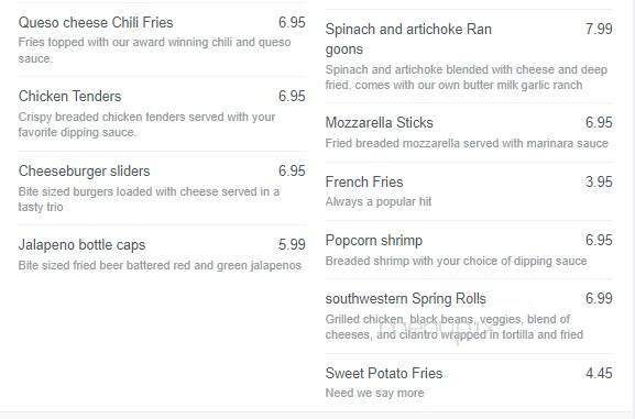 Time Out Sports Bar and Grille - Claremont, NH menu_pic