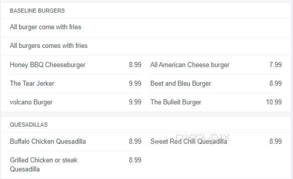 Time Out Sports Bar and Grille - Claremont, NH menu_pic