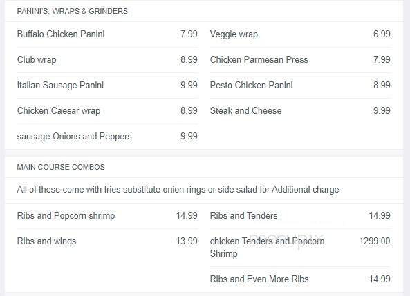 Time Out Sports Bar and Grille - Claremont, NH menu_pic