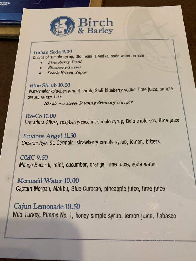 Birch & Barley - Pullman, WA menu_pic