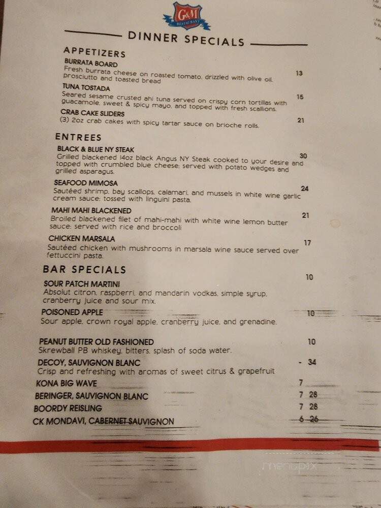 G & M Restaurant & Lounge - Linthicum Heights, MD menu_pic