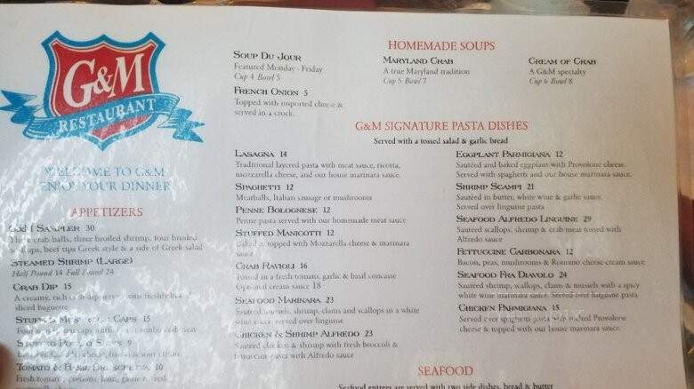 G & M Restaurant & Lounge - Linthicum Heights, MD menu_pic