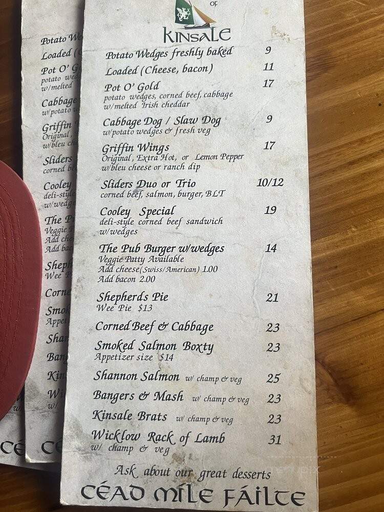 Griffins of Kinsale - South Pasadena, CA menu_pic