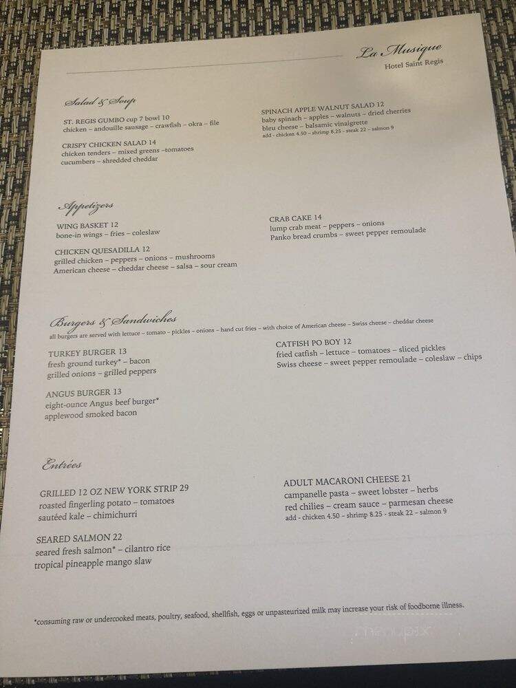 La Musique Restaurant - Detroit, MI menu_pic