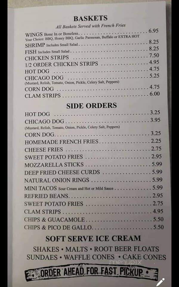 Sam Hicks Drive In - Spooner, WI menu_pic