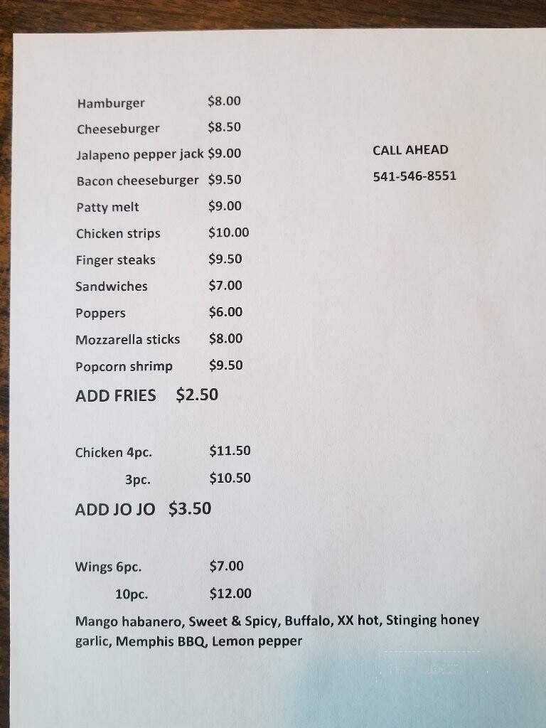 Round Butte Inn - Culver, OR menu_pic