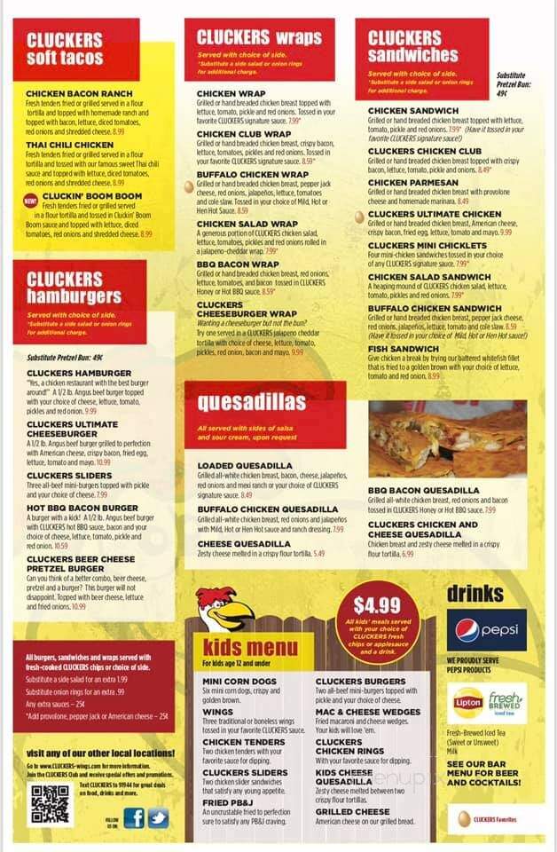 Cluckers - Jeffersonville, IN menu_pic