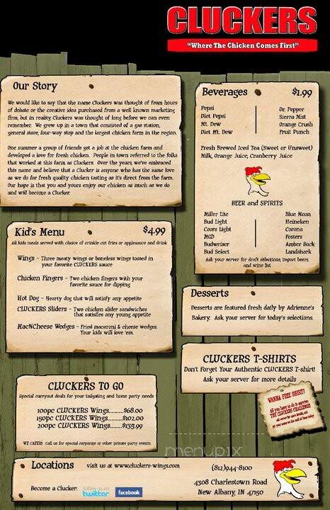 Cluckers - Jeffersonville, IN menu_pic