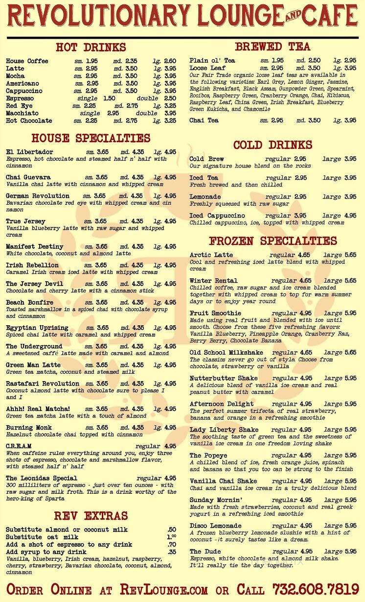 Revolutionary Lounge - Toms River, NJ menu_pic