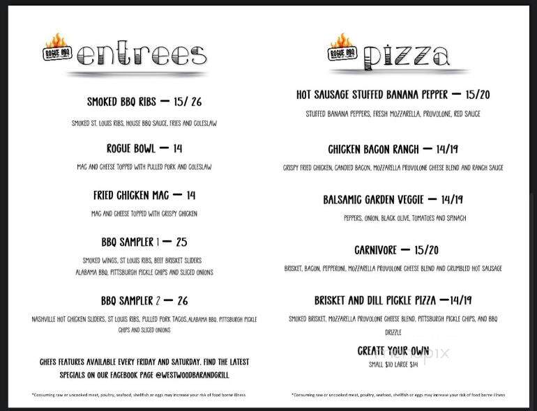 Westwood Bar and Grill - West Mifflin, PA menu_pic