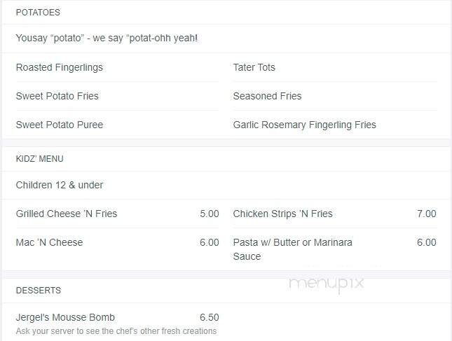 Jergel's Rythm Grille - Warrendale, PA menu_pic