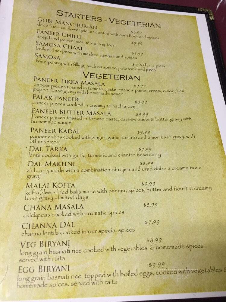 Mumbai Grill - Greenwood, IN menu_pic