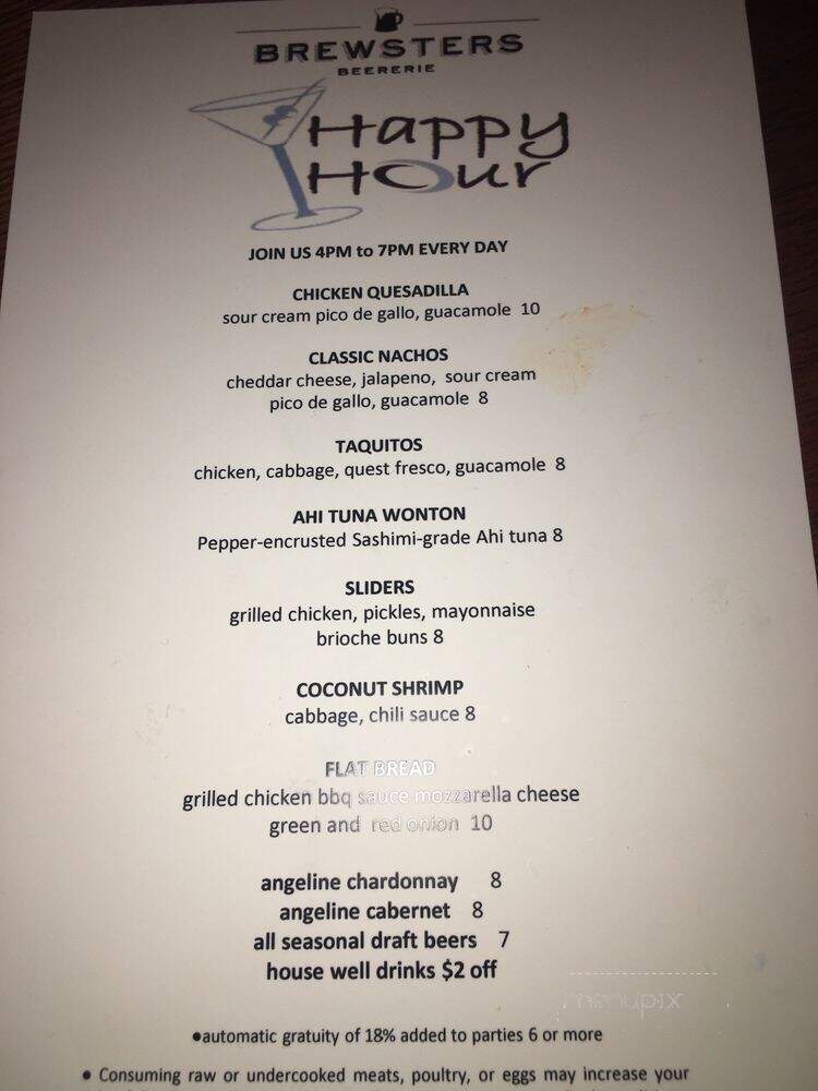 Brewster's Barr Grill - Los Angeles, CA menu_pic