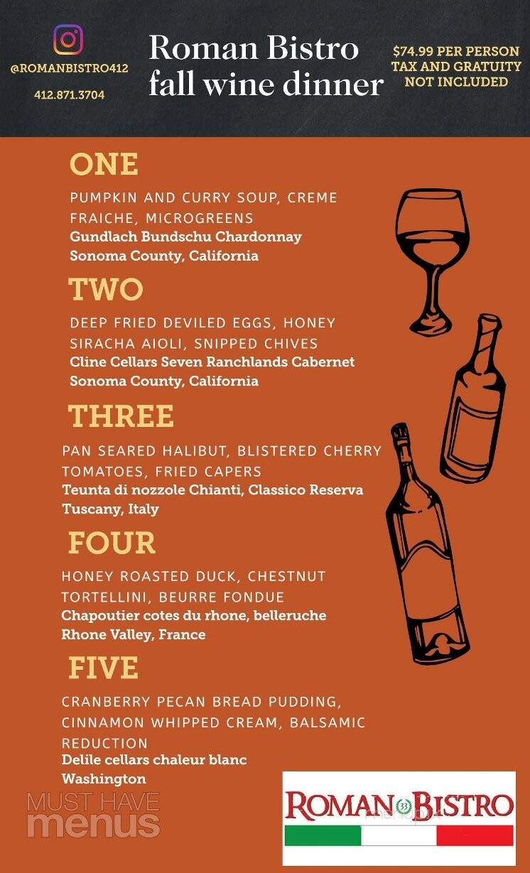 Roman Bistro - Pittsburgh, PA menu_pic