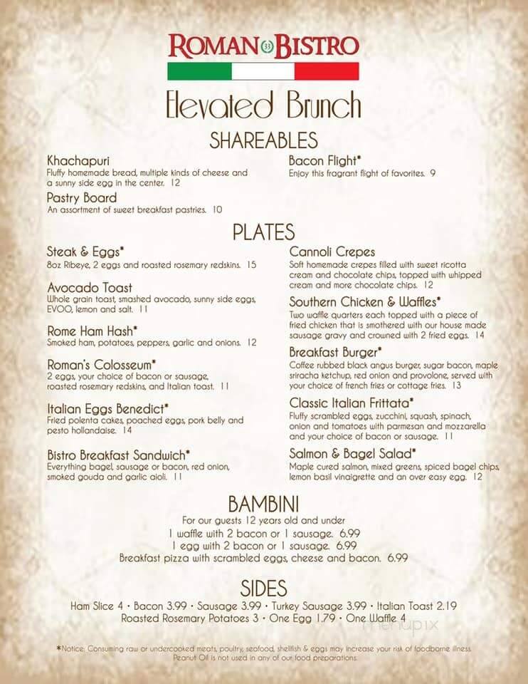 Roman Bistro - Pittsburgh, PA menu_pic