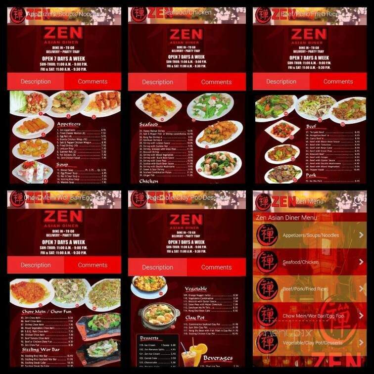 Zen Asian Diner - Visalia, CA menu_pic