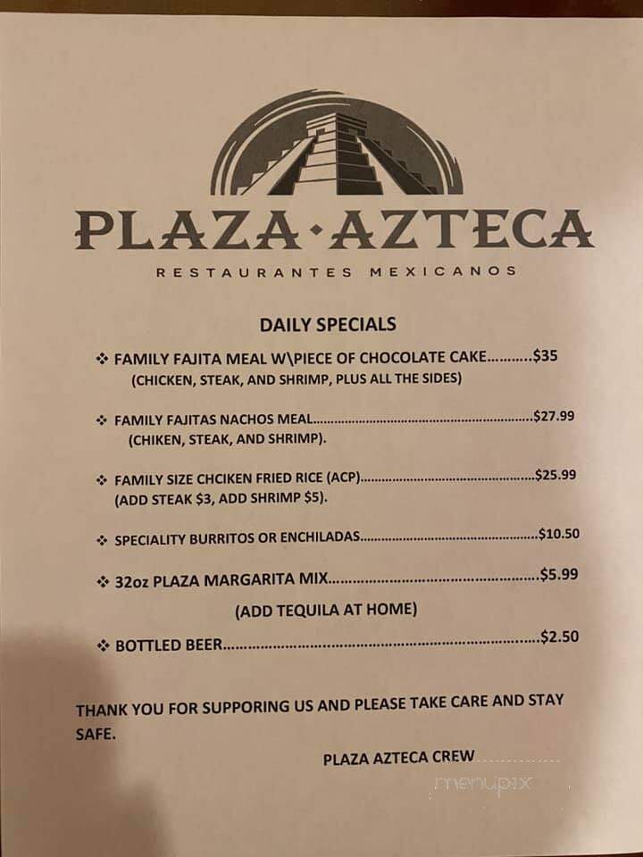 Plaza Azteca - Kill Devil Hills, NC menu_pic