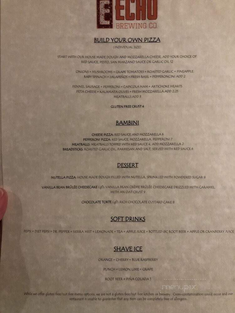 Echo Brewing - Erie, CO menu_pic