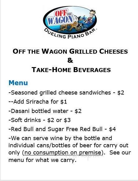 Off the Wagon Dueling Piano Bar - Asheville, NC menu_pic