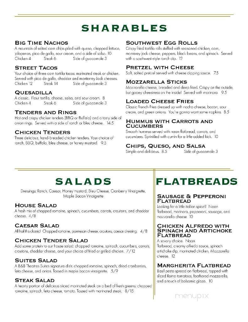 B & B Wylie 12 with Marquee Suites & Gs - Wylie, TX menu_pic