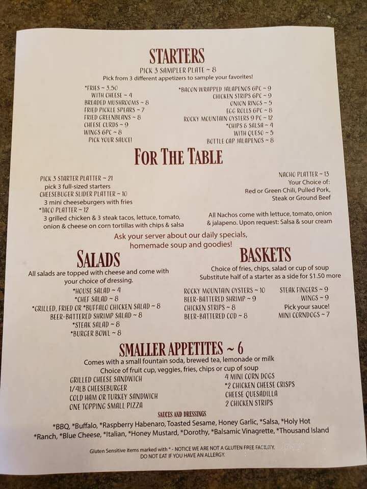 Long Branch Bar And Grill - Hawk Springs, WY menu_pic