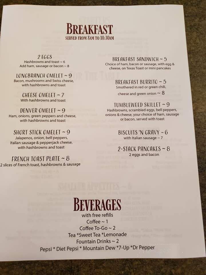 Long Branch Bar And Grill - Hawk Springs, WY menu_pic