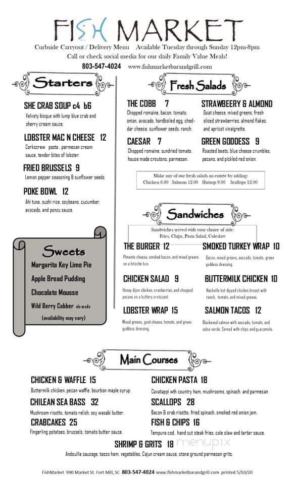 Fish Market Seafood Bar and Grill - Fort Mill, SC menu_pic
