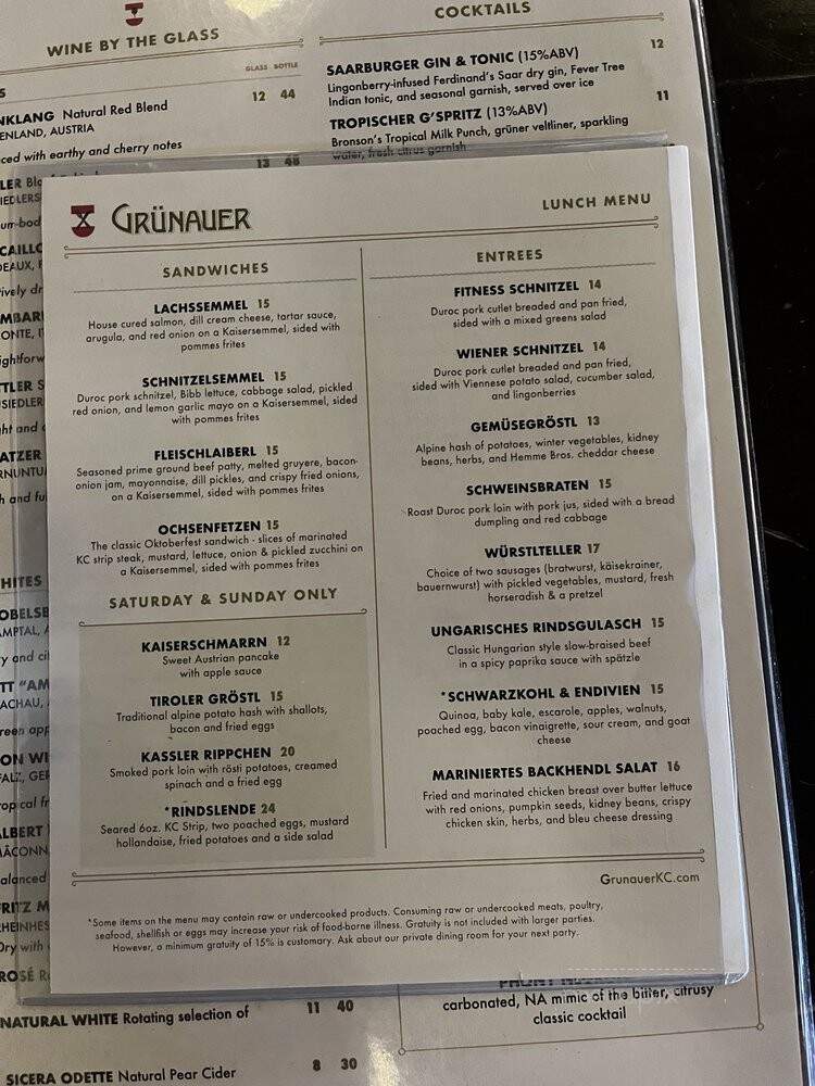 Grunauer - Kansas City, MO menu_pic