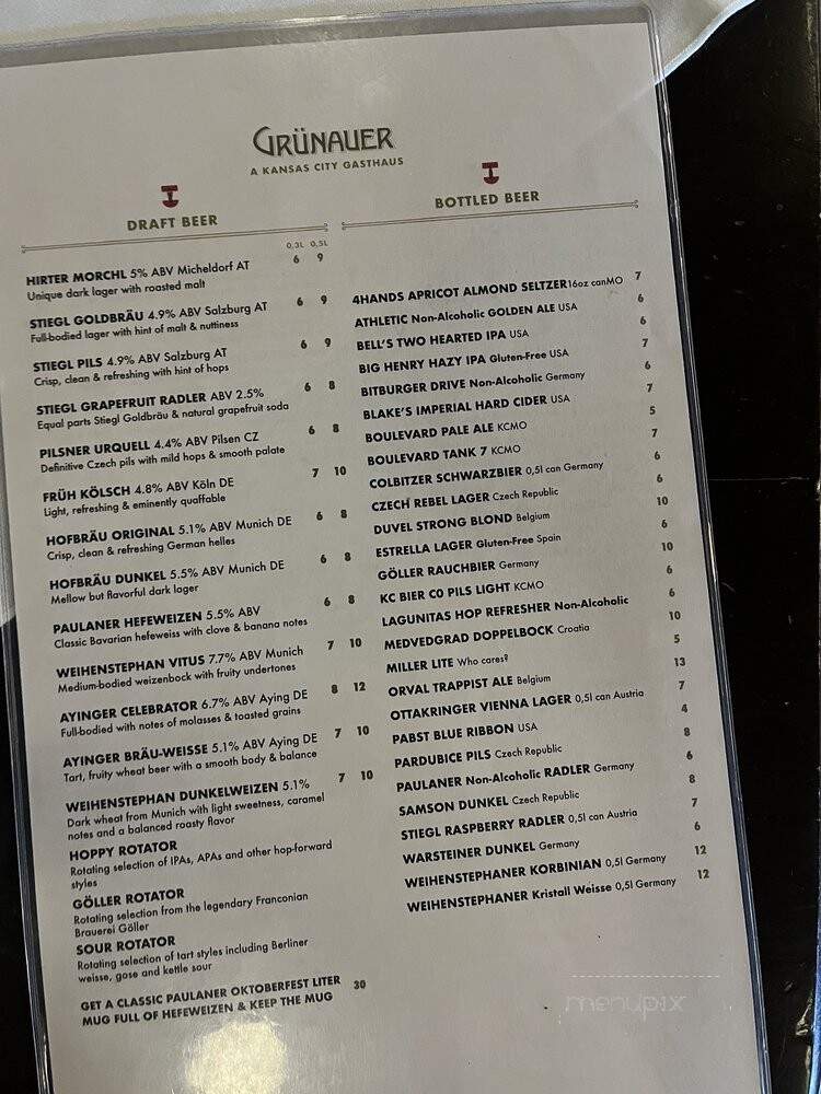 Grunauer - Kansas City, MO menu_pic