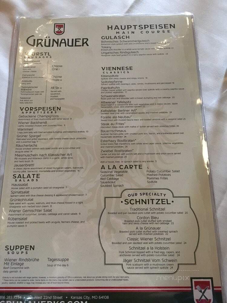 Grunauer - Kansas City, MO menu_pic