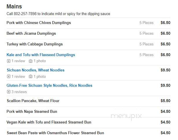 Cai's Dim Sum Teahouse - Brattleboro, VT menu_pic