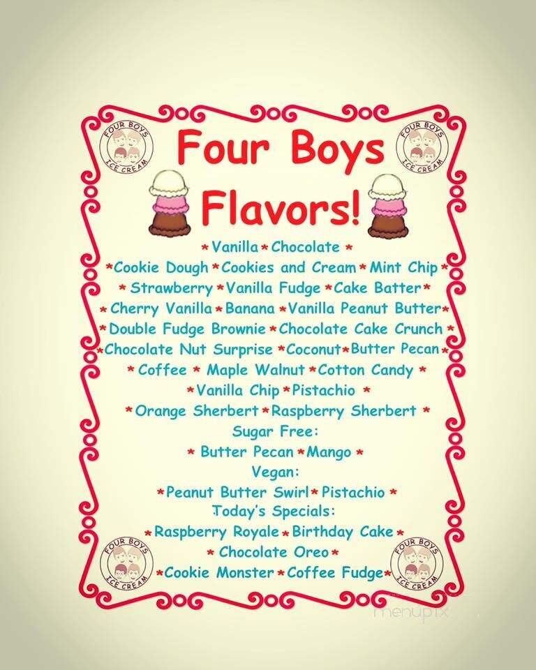 Four Boys Ice Cream Shop - Englishtown, NJ menu_pic