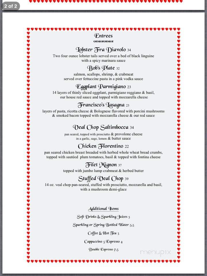 Francisco's on the River - Washington Crossing, PA menu_pic