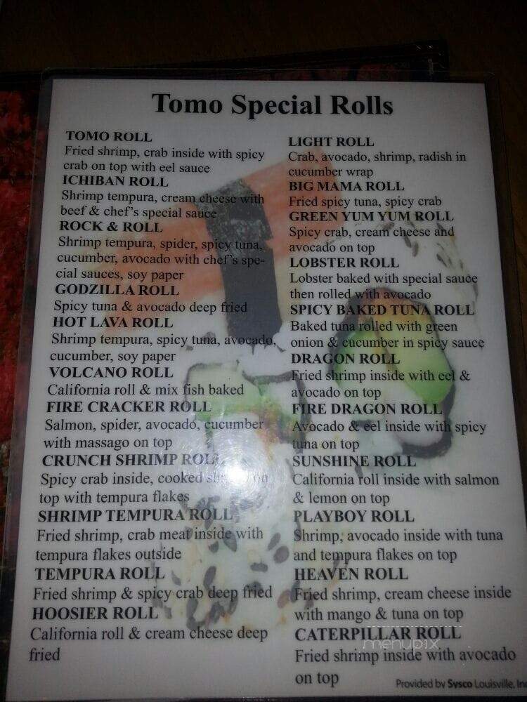 Tomo Japanese Steakhouse - New Albany, IN menu_pic