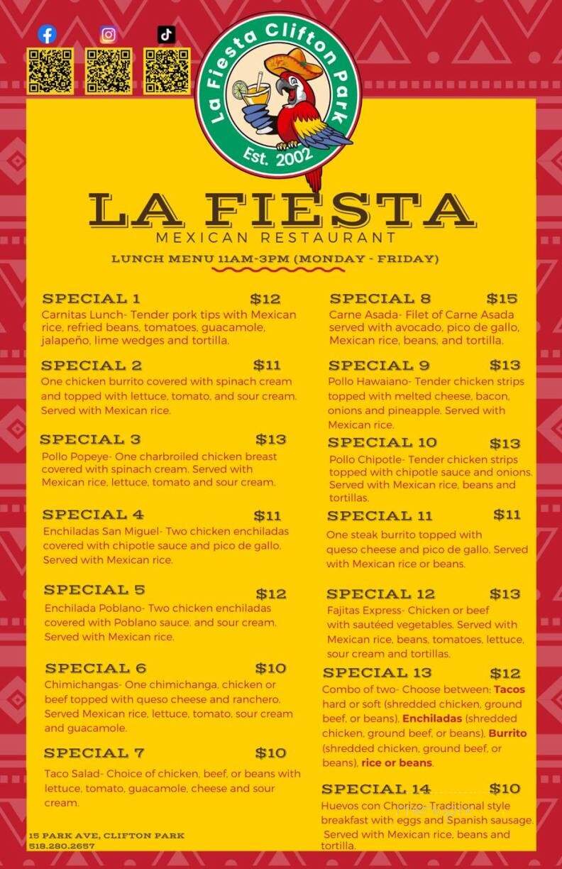 La Fiesta - Clifton Park, NY menu_pic