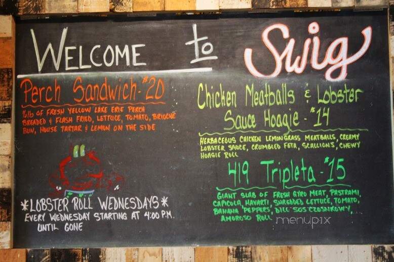 Swig Charcuterie and Suds - Perrysburg, OH menu_pic