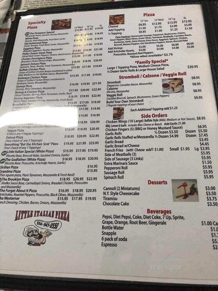 Little Italian Pizza - Pompano Beach, FL menu_pic