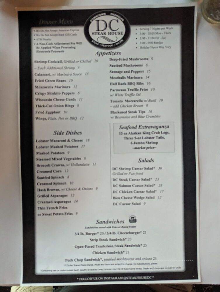 DC Steakhouse - Chandler, AZ menu_pic
