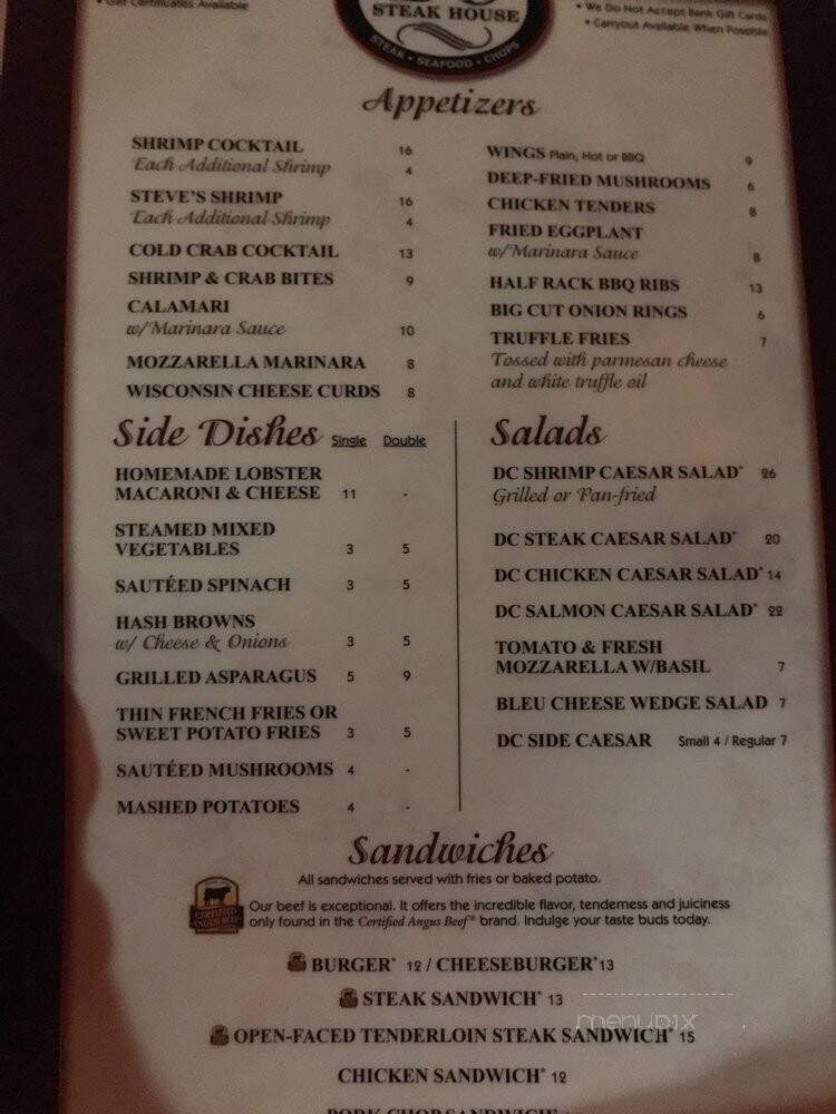 DC Steakhouse - Chandler, AZ menu_pic