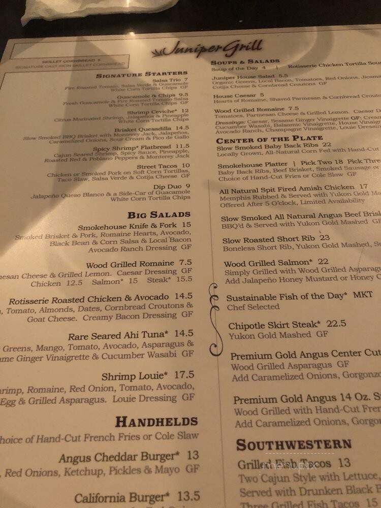 Juniper Grill - McMurray, PA menu_pic