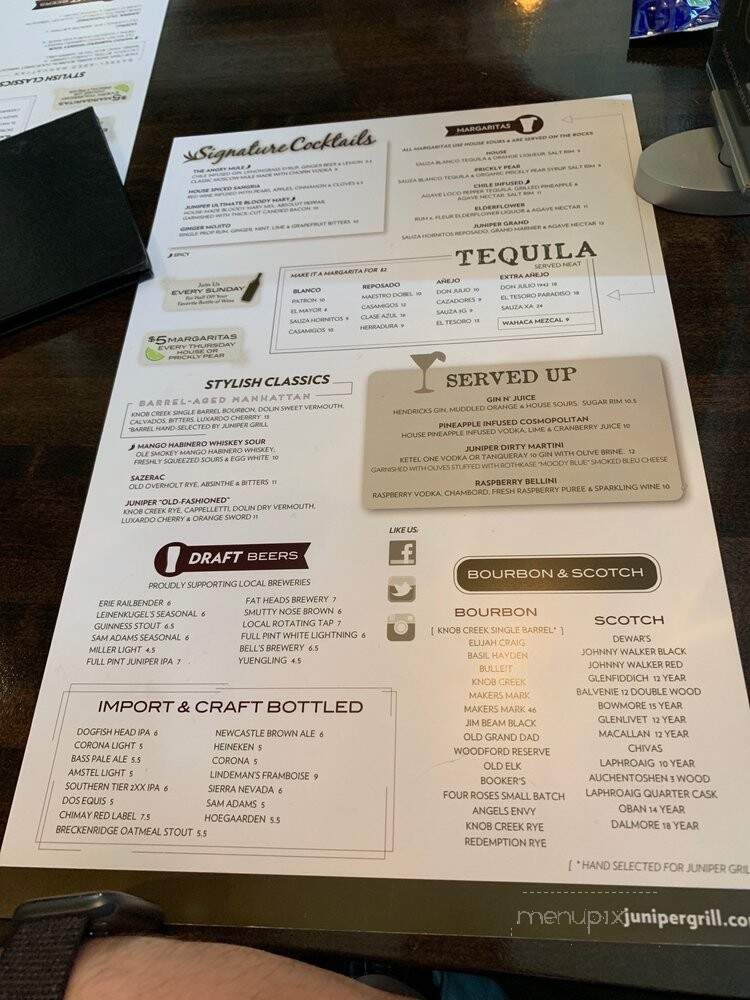 Juniper Grill - McMurray, PA menu_pic