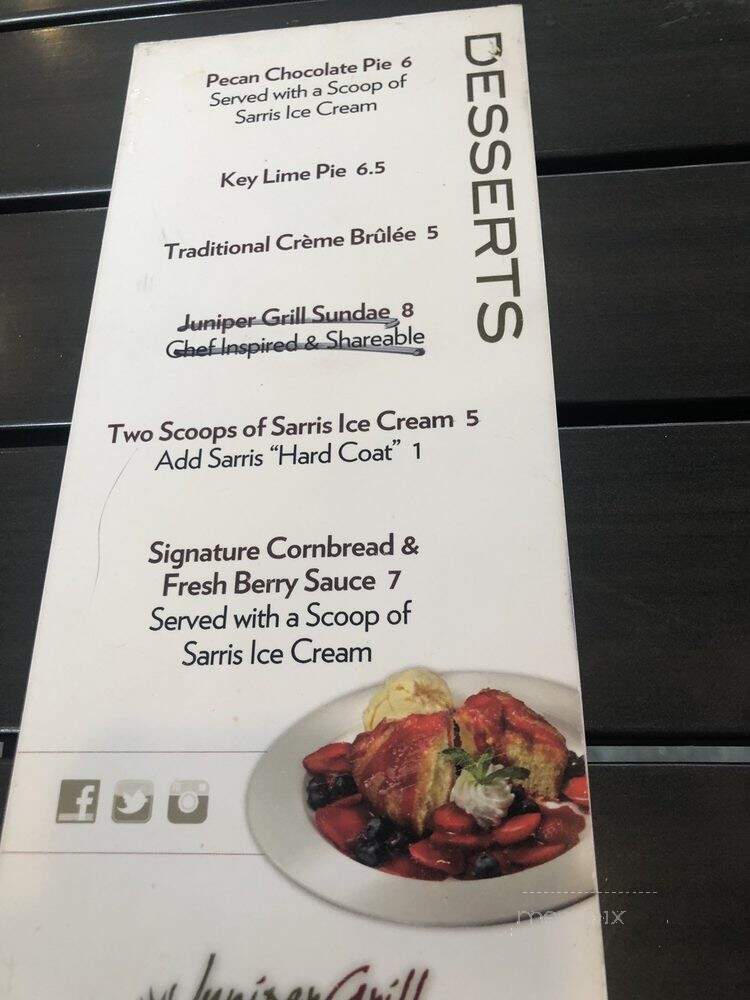 Juniper Grill - McMurray, PA menu_pic
