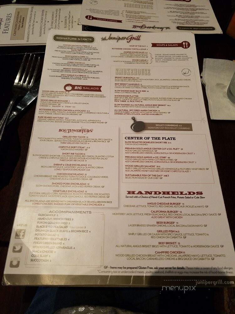 Juniper Grill - McMurray, PA menu_pic