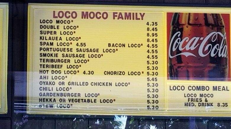 Cafe 100 - Hilo, HI menu_pic