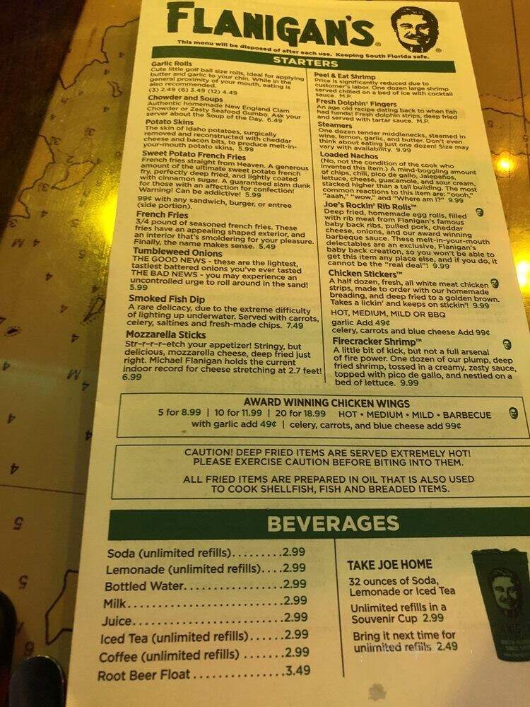 Flanigan's - Weston, FL menu_pic