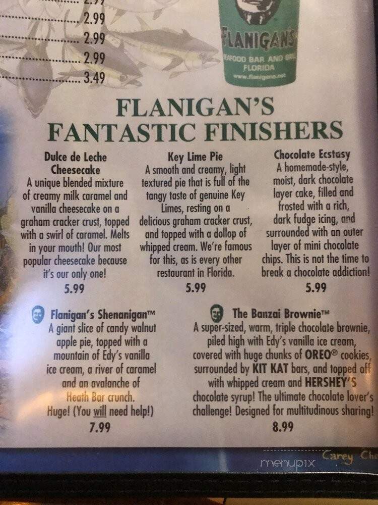 Flanigan's - Weston, FL menu_pic