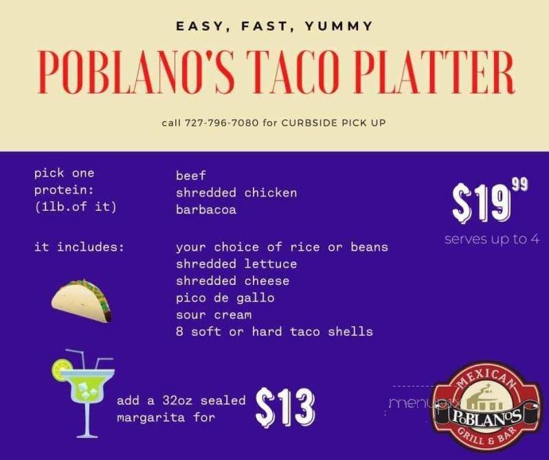 Poblano Mexican Grill & Bar - Clearwater, FL menu_pic