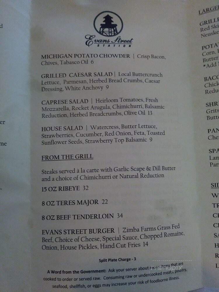 Evans Street Station - Tecumseh, MI menu_pic