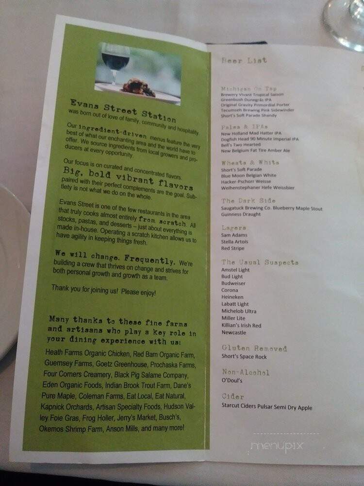 Evans Street Station - Tecumseh, MI menu_pic